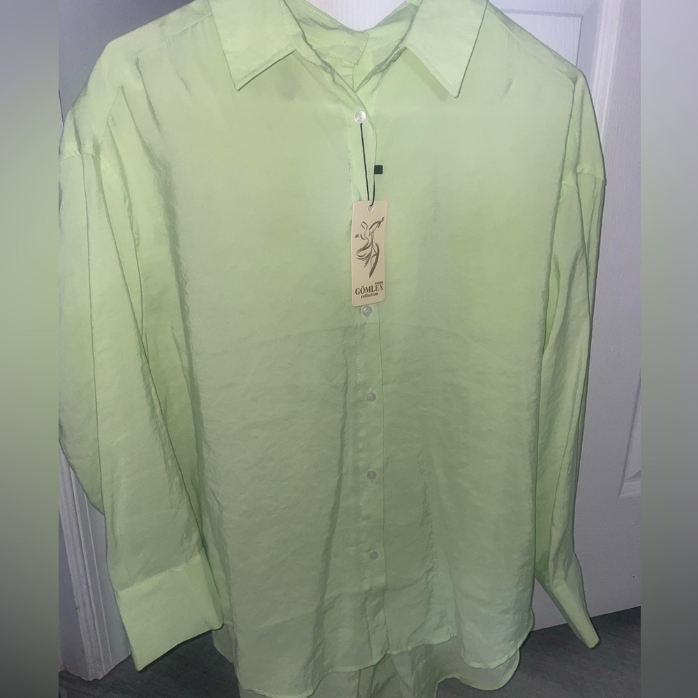 Pastel green button downed